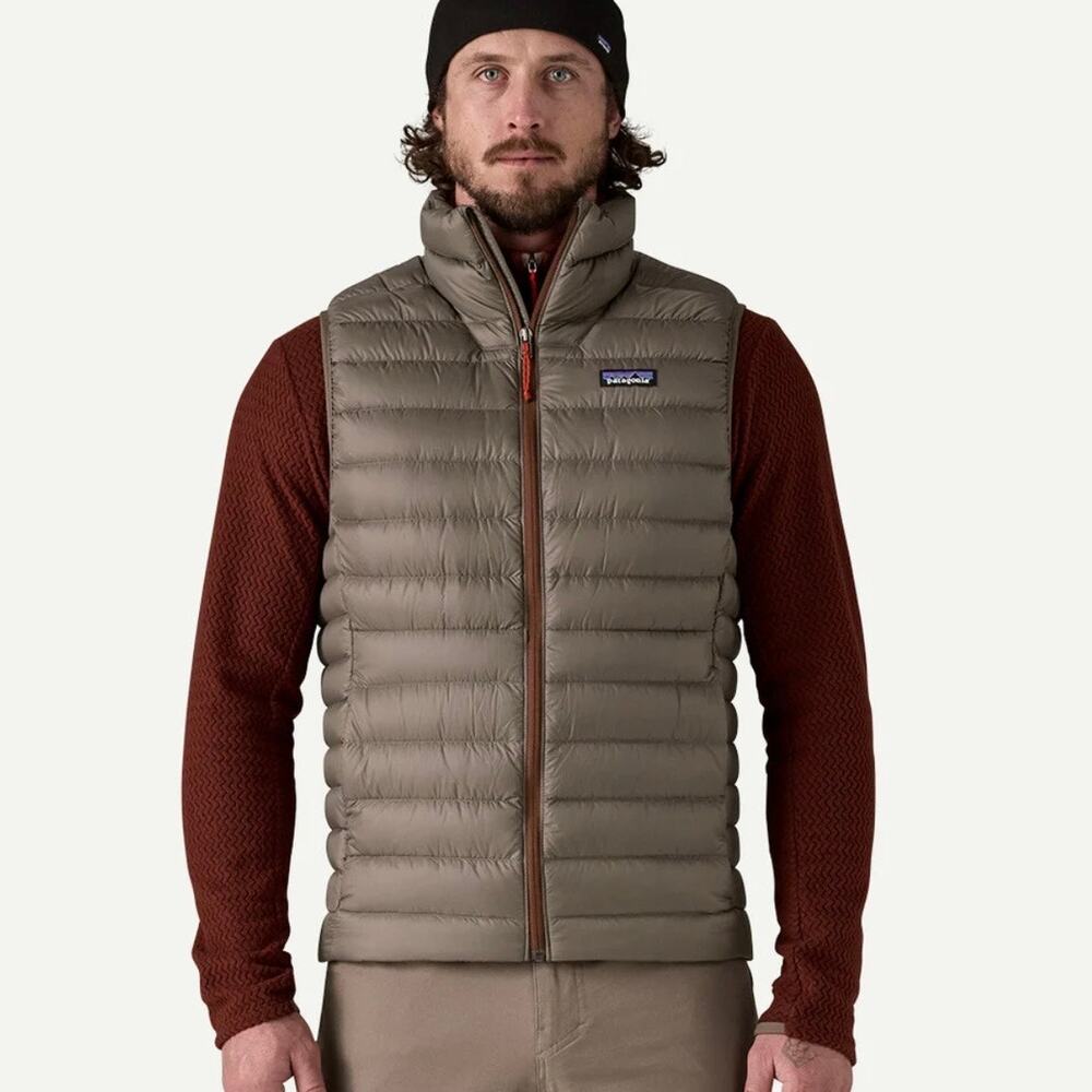 Patagonia 2025 Men's Marlow Brown Down Feather Sweater Puffer Zip Vest MEDIUM